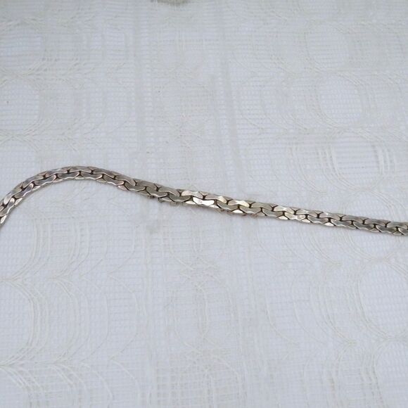 Vintage Silver Toned C-Link Statement Necklace with Red and Clear Rhinestones - Picture 9 of 9